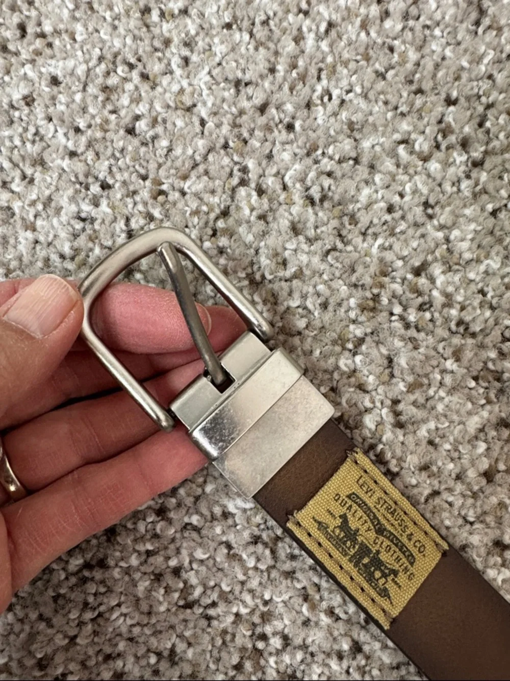 Kids Levi's Brown Reversible to Black Synthetic Leather Belt with Silver Buckle